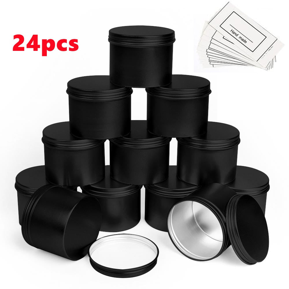 12pcs/24pcs Pack 100ml Round Empty Aluminum Jar Tea Package Box Sundry Kitchen Seasoning Pot Gold Silver Black Containers