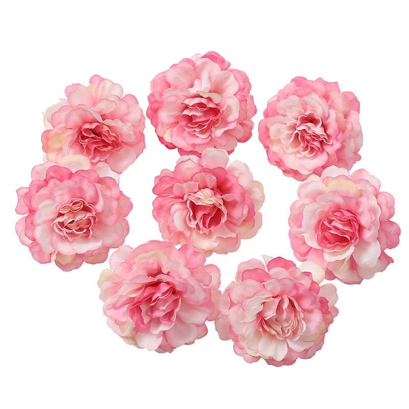 Silk Rose Artificial Flower Head Fake Flower For Home Decor DIY Wreath Accessories (Multi Colors)