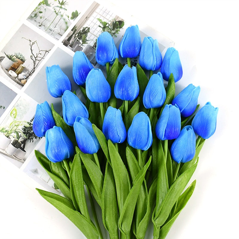 35 cm Tulip Flower Artificial Tulip Bouquet 10/5Pcs PE Foam Fake Flower Decor Home Garden Bouquet Decor