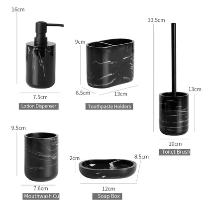 Black Bathroom Accessory Resin Set