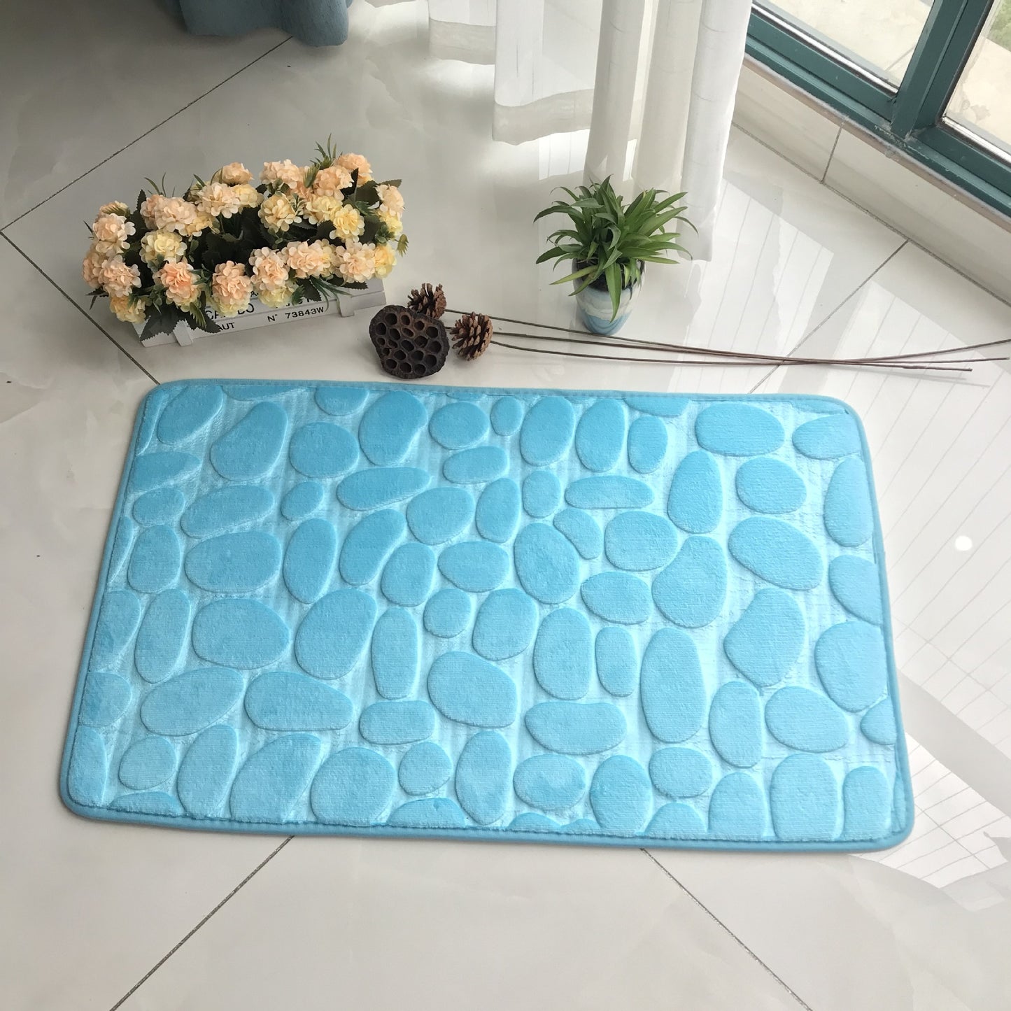 3D Cobblestone Embossed Non Slip Memory Foam Mat (Multi Styles/Colors)