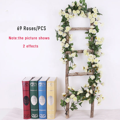 1pcs Artificial Flowers Vine 45pcs / 69pcs Rose DIY Decoration Fake Flower Home Room Decor Wall Hanging Garland Plants