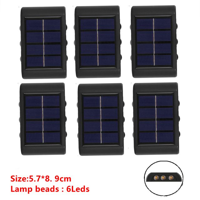 Up to 6 LED Solar Wall Lamp Outdoor Waterproof Up and Down Luminous Lighting Garden Decoration Solar Lights Stairs Fence Sunlight Lamp