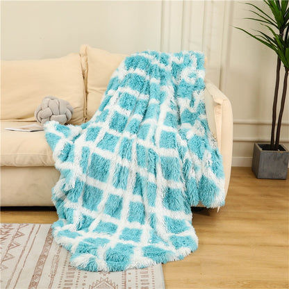 Fluffy Long Plush Throw Blanket Super Soft Double-sided Bedspread