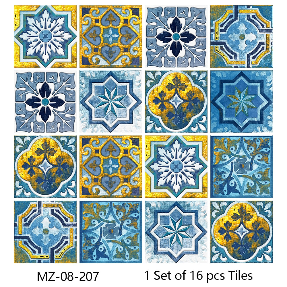 16pcs/set Tiles Sticker Waterproof Peel; Wall Decals