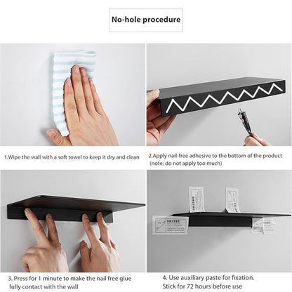 Bathroom Storage Rack 30-50cm Modern Matt Black White Bathroom Shelves Punch Free Kitchen Wall Shelf Simplicity Home Accessories