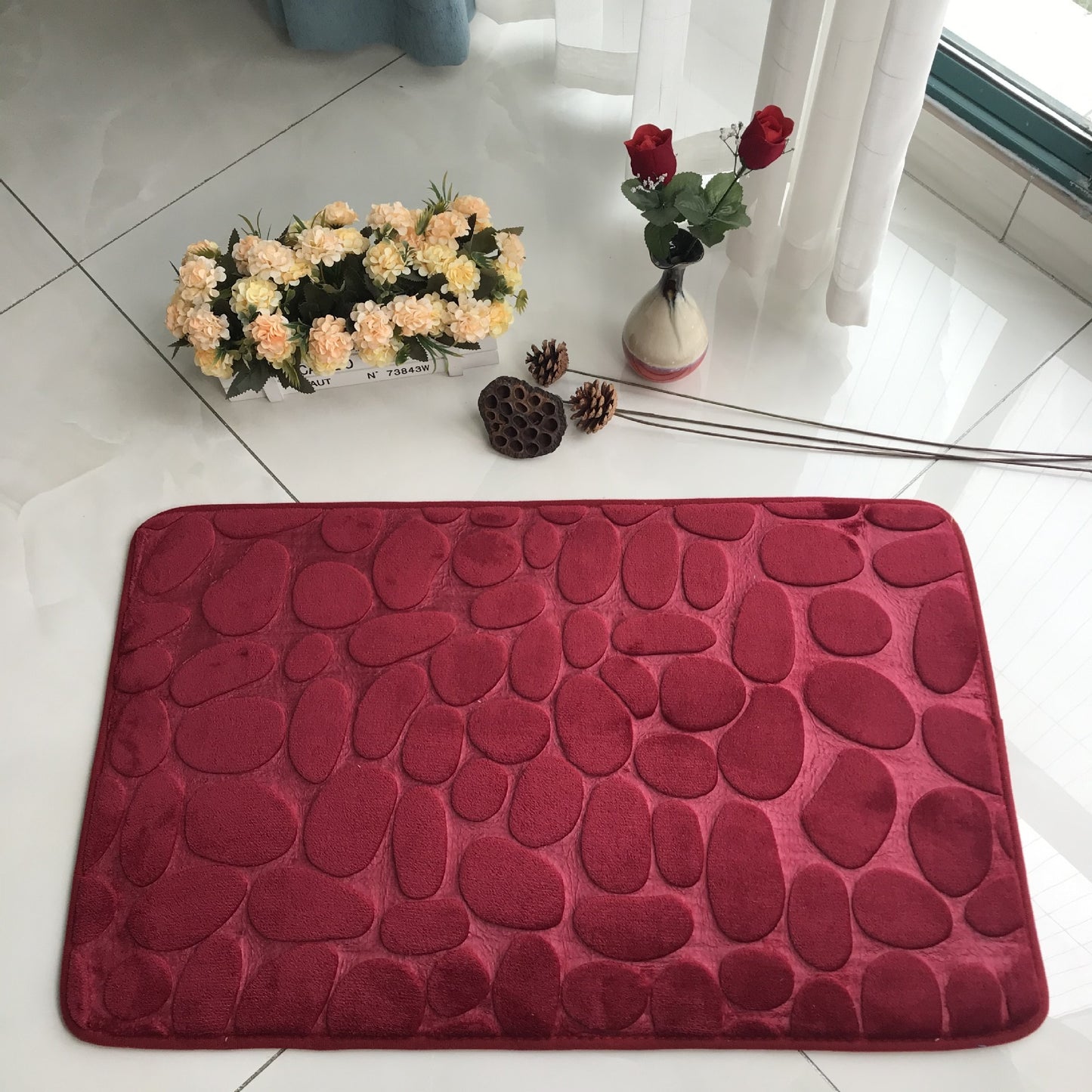 3D Cobblestone Embossed Non Slip Memory Foam Mat (Multi Styles/Colors)