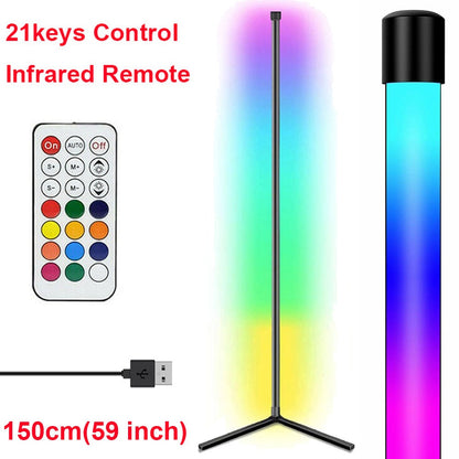 59 inch Dimmable Control Corner Floor Standing Lamps Remote LED RGB Light (Multi Size)