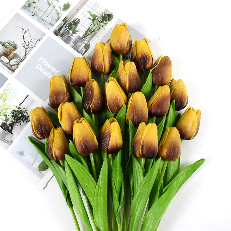 35 cm Tulip Flower Artificial Tulip Bouquet 10/5Pcs PE Foam Fake Flower Decor Home Garden Bouquet Decor