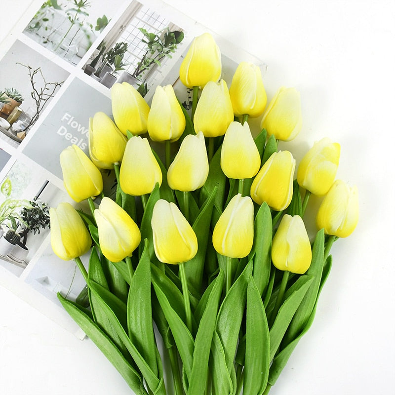 35 cm Tulip Flower Artificial Tulip Bouquet 10/5Pcs PE Foam Fake Flower Decor Home Garden Bouquet Decor