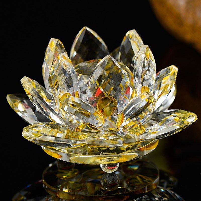 80mm Quartz Crystal Lotus Flower Crafts Glass (Multi Colors)