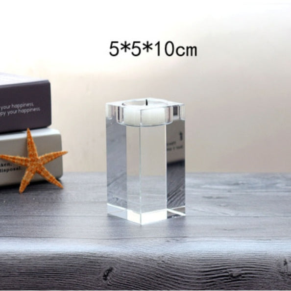 ERMAKOVA Candle Holder Solid Crystal Clear Square Glass Pillar Tealight Holder for Wedding Home Decoration Candlelight Dinner