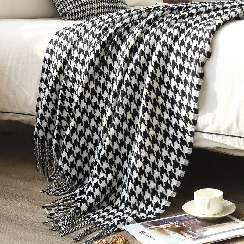 Nordic Style Houndstooth Sofa Blanket