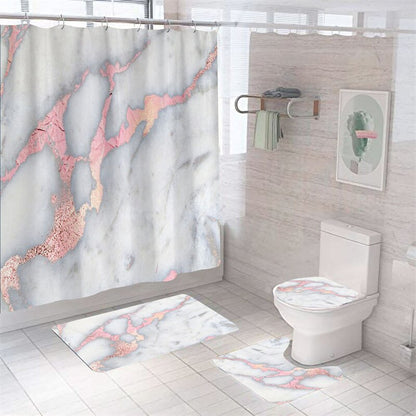 Luxury 3D Marble Shower Curtain, Rug, Toilet Set Polyester Fabric Waterproof Set