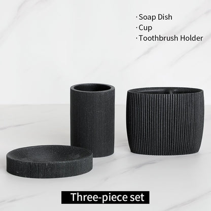 Black Bathroom Accessories  with Toothbrush Holder Soap Dispenser  Tumbler Cups Soap Dish and Toilet Brush Holder