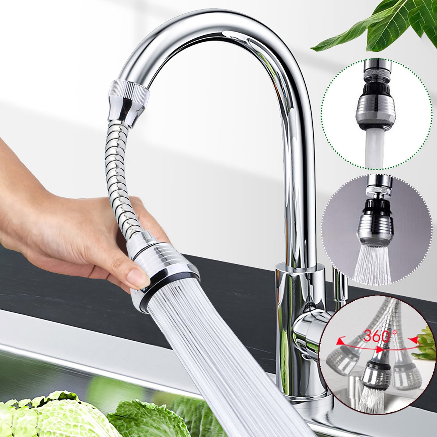 360 Degree Adjustment Faucet Extension Tube Water Saving Nozzle Filter Kitchen Water Tap Water Saving For Sink Faucet Bathroom