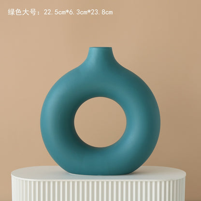 Nordic Ceramic Vase Circular Hollow Donuts Flower Pots (Multi Styles/ Colors)