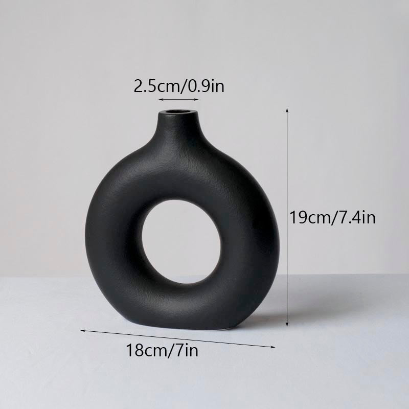 Vilead Square Circular Hollow Ceramic Vase Donuts (Multi Styles/ Colors)