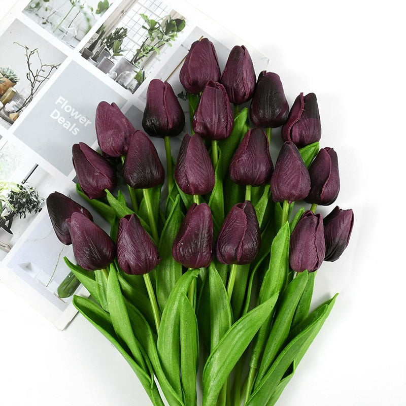 35 cm Tulip Flower Artificial Tulip Bouquet 10/5Pcs PE Foam Fake Flower Decor Home Garden Bouquet Decor