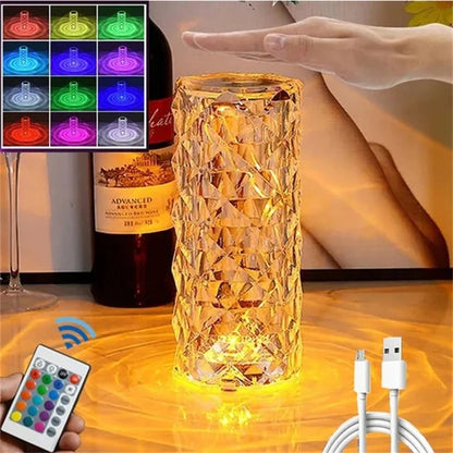 3/16 LED Crystal Table Lamp Rose Light Projector USB (Multi Colors)