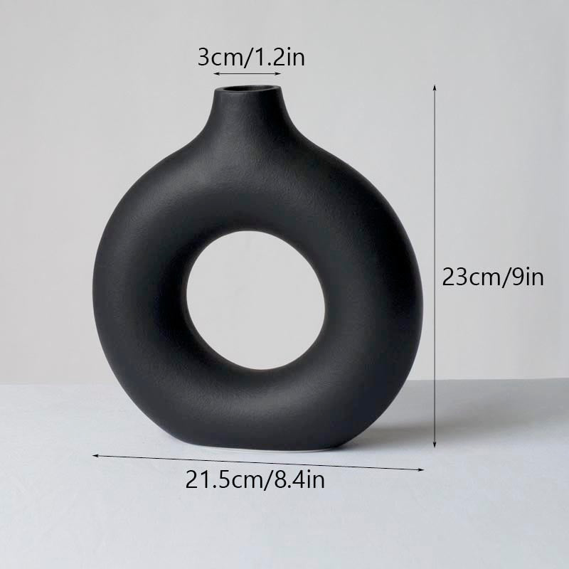 Vilead Square Circular Hollow Ceramic Vase Donuts (Multi Styles/ Colors)