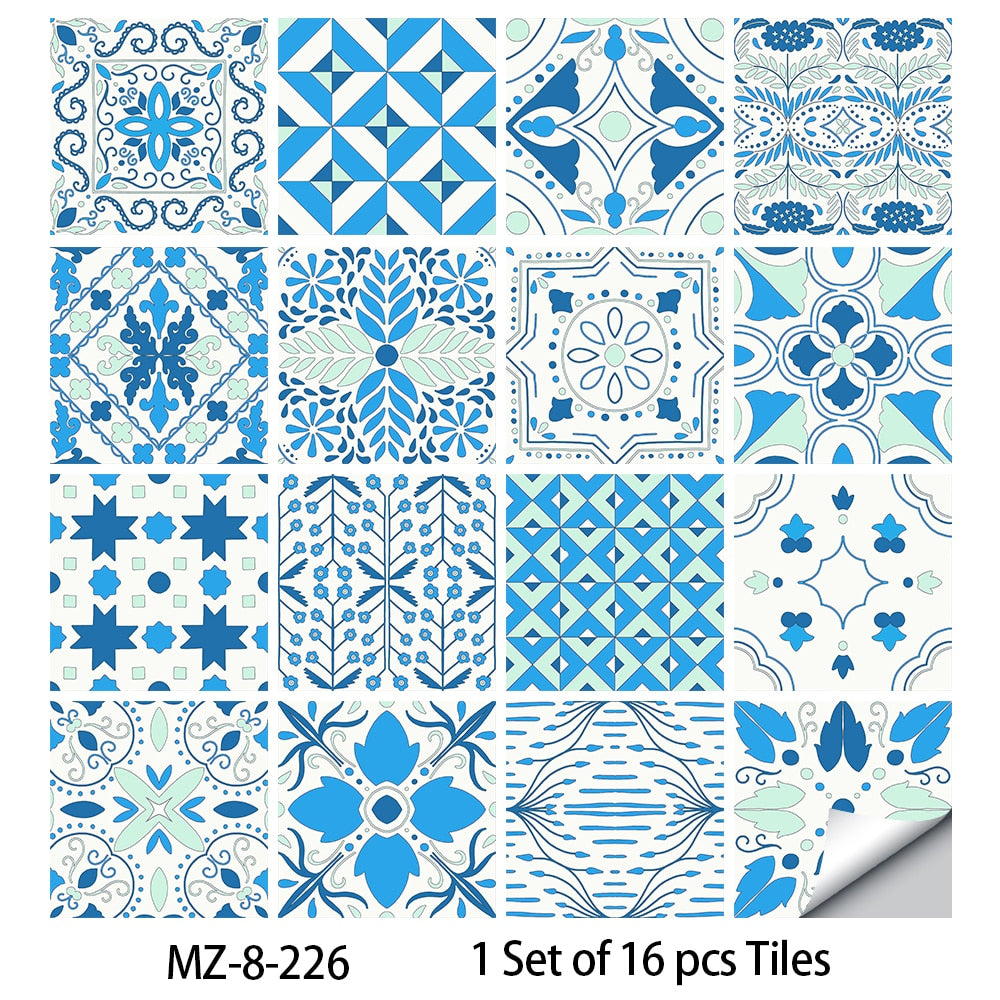 16pcs/set Tiles Sticker Waterproof Peel; Wall Decals