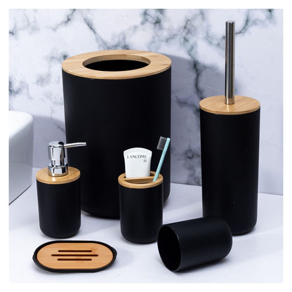 Bathroom Accessories Set Soap Dispenser Bottle Dish Washroom Toothbrush Holder Cup Suit Lotion Rack Toilet Brush Garbage Can