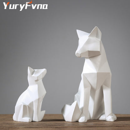 YuryFvna Simple White Modern Abstract Sculpture Fashion Geometric Fox Statue