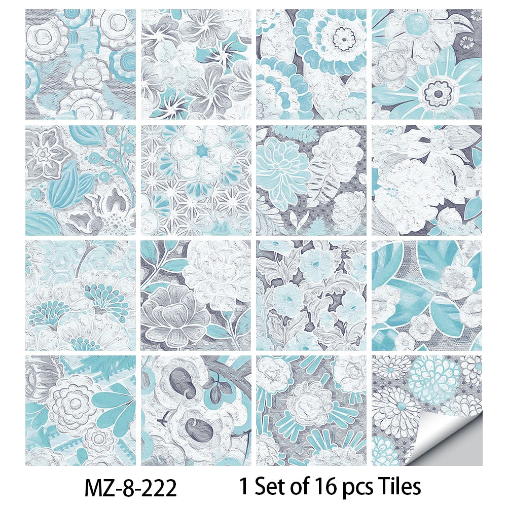 16pcs/set Tiles Sticker Waterproof Peel; Wall Decals