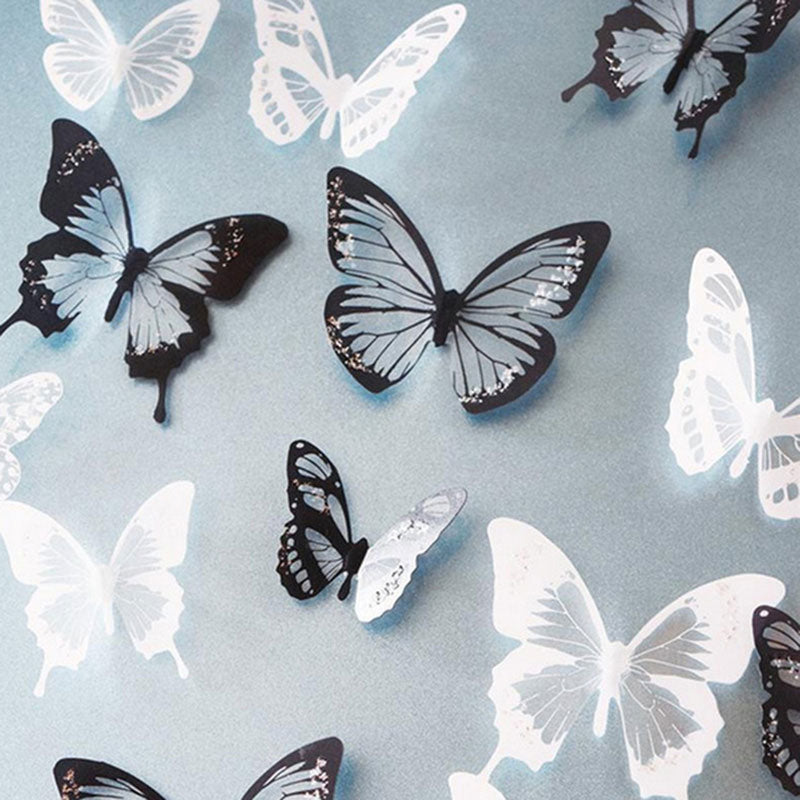 18pcs/lot 3d Effect Crystal Butterflies Wall Sticker Beautiful Butterfly