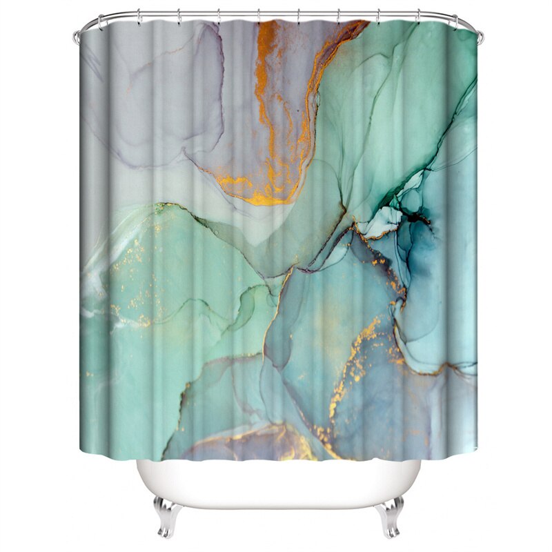 Luxury 3D Marble Shower Curtain, Rug, Toilet Set Polyester Fabric Waterproof Set