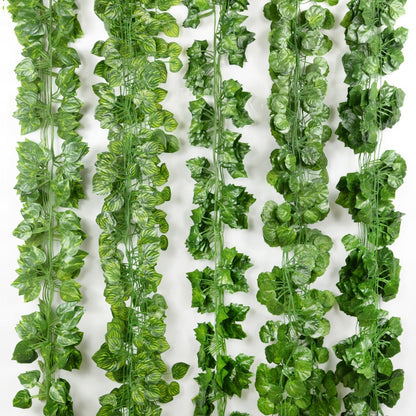 2.1M Artificial Plant Green Ivy Leaf Garland Silk Wall Hanging Vine Home Garden Decoration DIY Fake Wreath Leaves