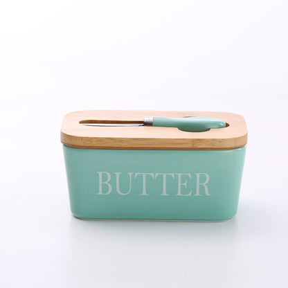 Nordic Butter Box Ceramic Container  With Knife Lid