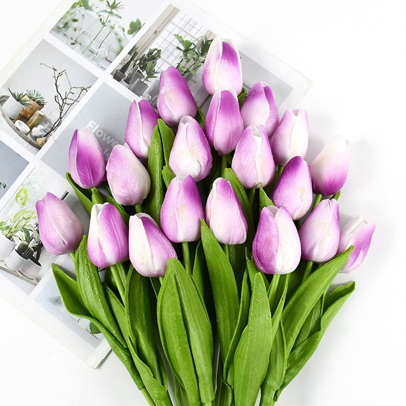 35 cm Tulip Flower Artificial Tulip Bouquet 10/5Pcs PE Foam Fake Flower Decor Home Garden Bouquet Decor