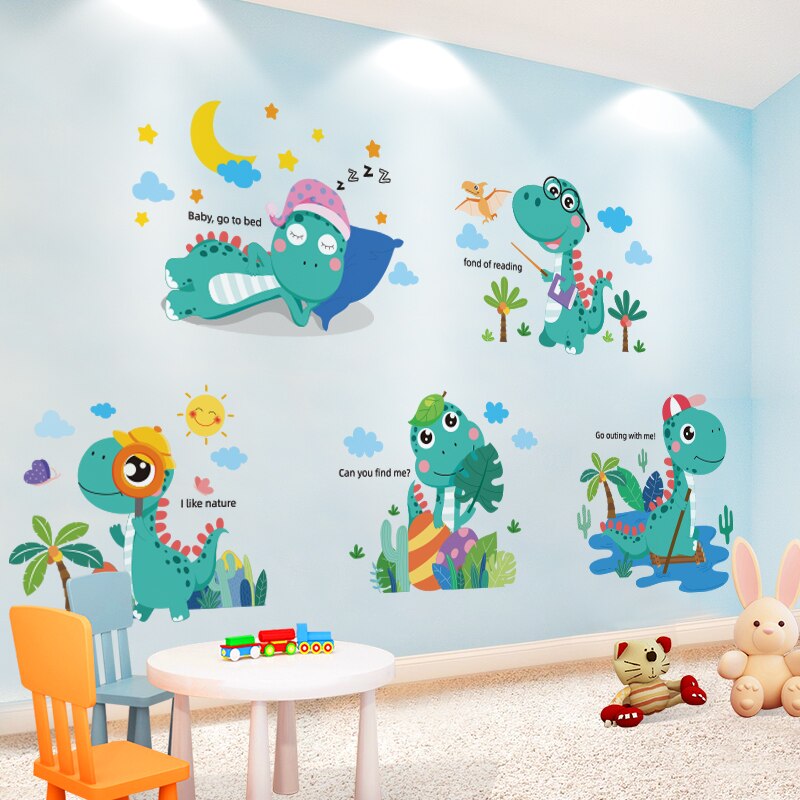 Cartoon Dinosaur Wall Stickers DIY Animal Mural Decals