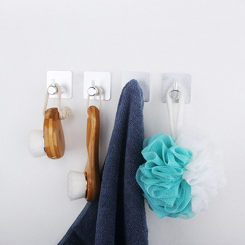 Multi-purpose Wall Hook Door Keys Cloth Coat Hook Bathroom Towel Robe Hanger Hook Adhesive Kitchen Hardware Rack Shelf Bag Hook