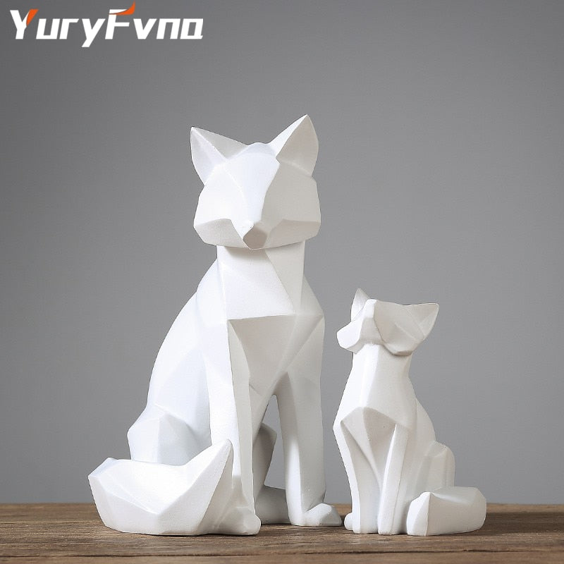 YuryFvna Simple White Modern Abstract Sculpture Fashion Geometric Fox Statue