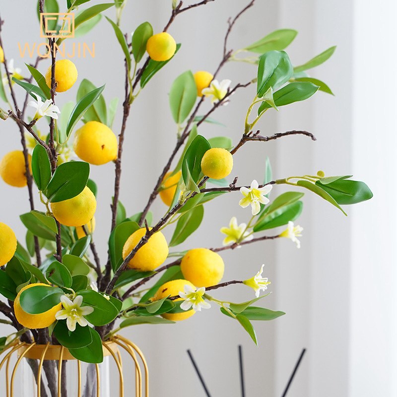 Faux Lemon Branches With Fruit 1PC