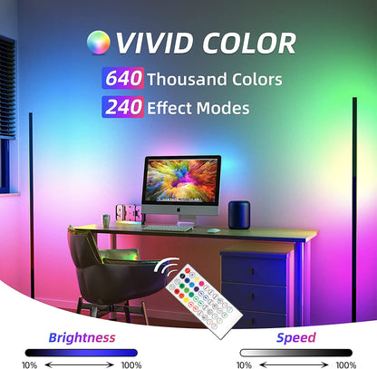 59 inch Dimmable Control Corner Floor Standing Lamps Remote LED RGB Light (Multi Size)