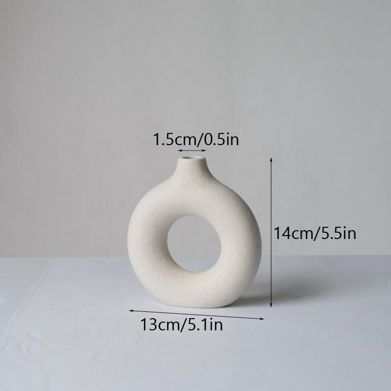 Vilead Square Circular Hollow Ceramic Vase Donuts (Multi Styles/ Colors)