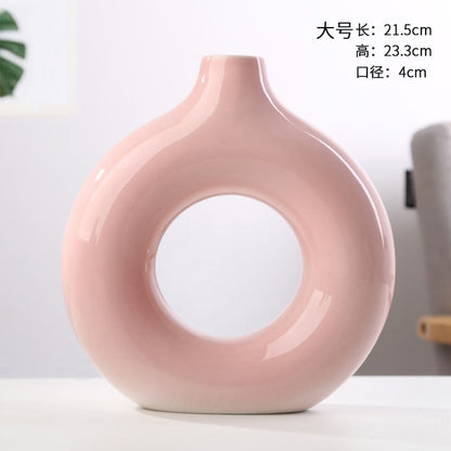 Nordic Ceramic Vase Circular Hollow Donuts Flower Pots (Multi Styles/ Colors)