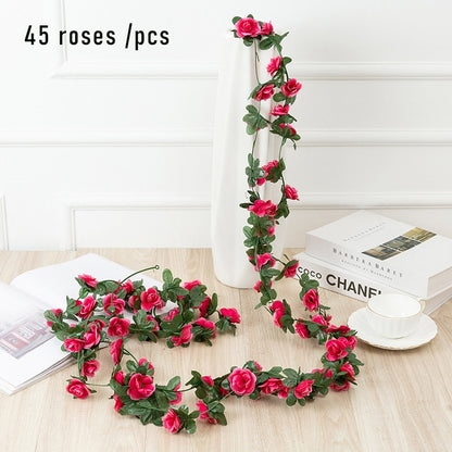 1pcs Artificial Flowers Vine 45pcs / 69pcs Rose DIY Decoration Fake Flower Home Room Decor Wall Hanging Garland Plants