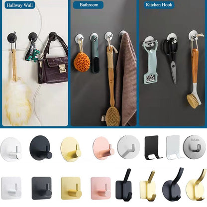 Multi-purpose Wall Hook Door Keys Cloth Coat Hook Bathroom Towel Robe Hanger Hook Adhesive Kitchen Hardware Rack Shelf Bag Hook