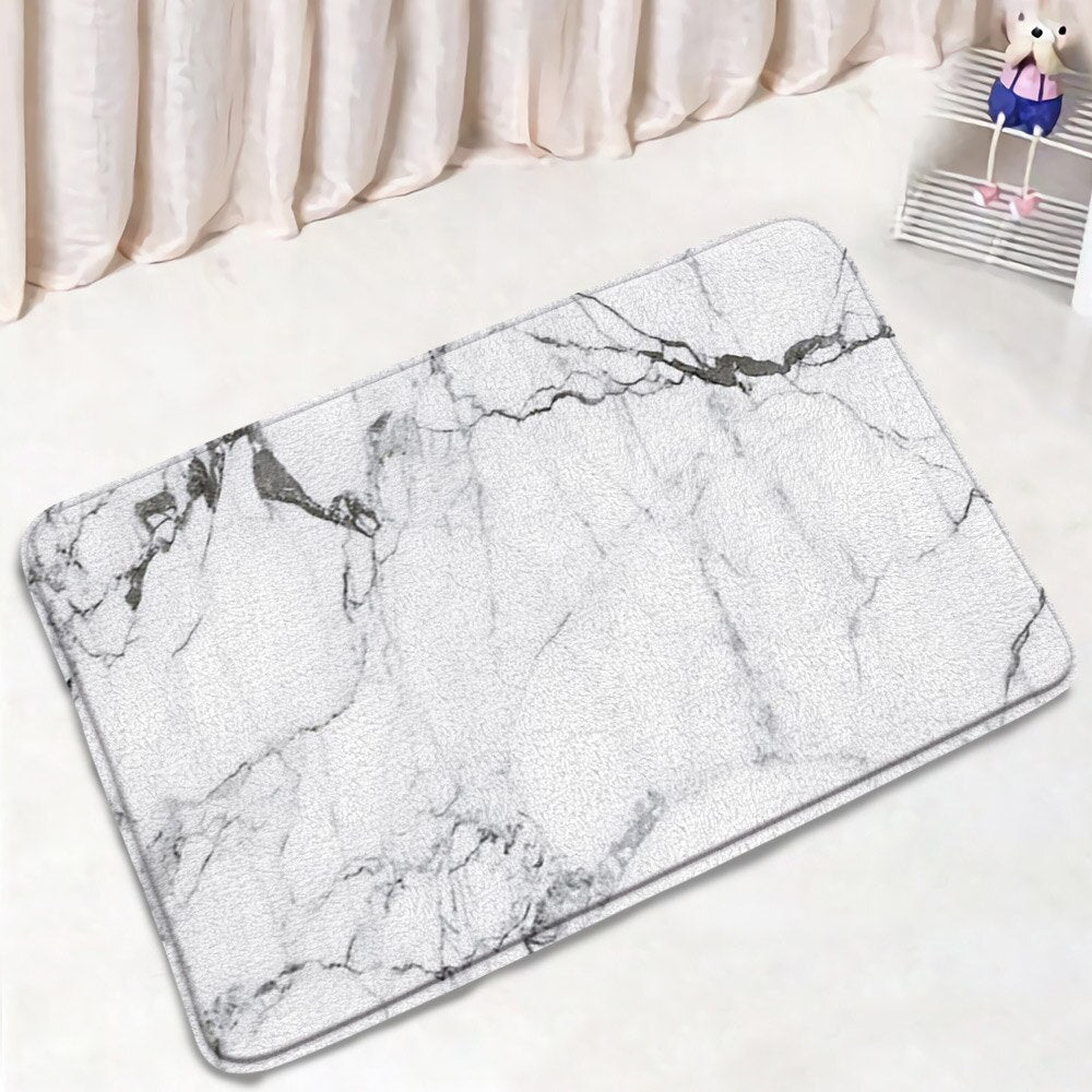 Black Marble Bath Mats 3pcs Sets Gold Grey Lines Creative Abstract Geometric Art Home Bathroom Door Rug Anti-Slip Toilet Lid Mat