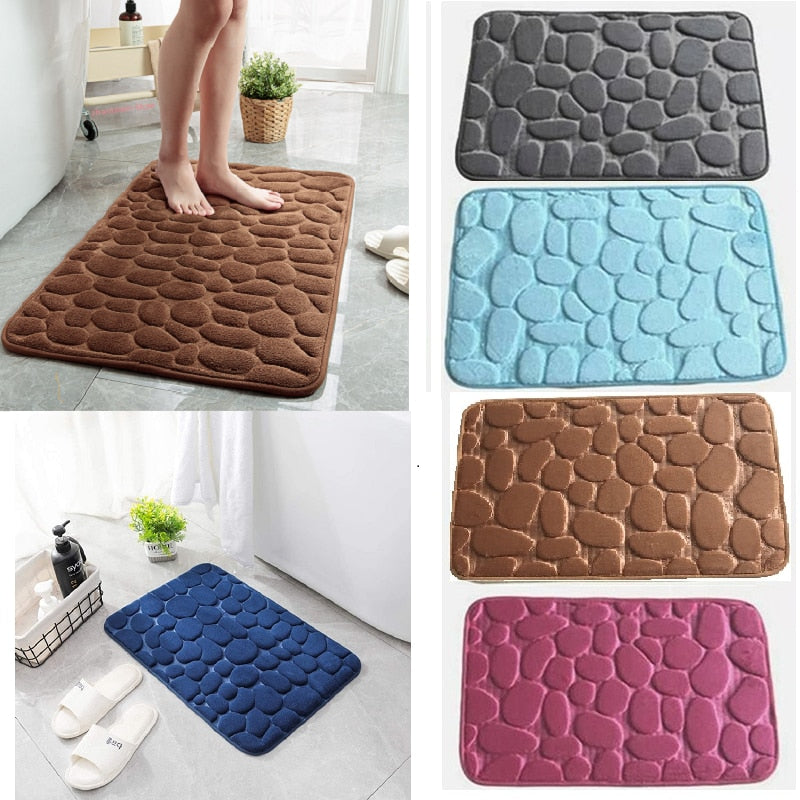 Coral Fleece Water Absorption Non-slip Memory Foam Washable Bathroom Mat (Multi Styles/Colors)