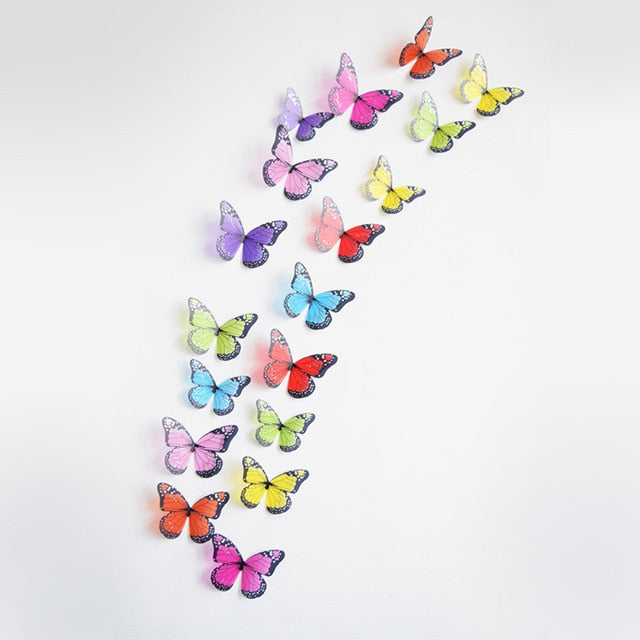 18pcs/lot 3d Effect Crystal Butterflies Wall Sticker Beautiful Butterfly