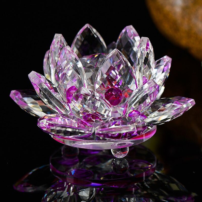 80mm Quartz Crystal Lotus Flower Crafts Glass (Multi Colors)