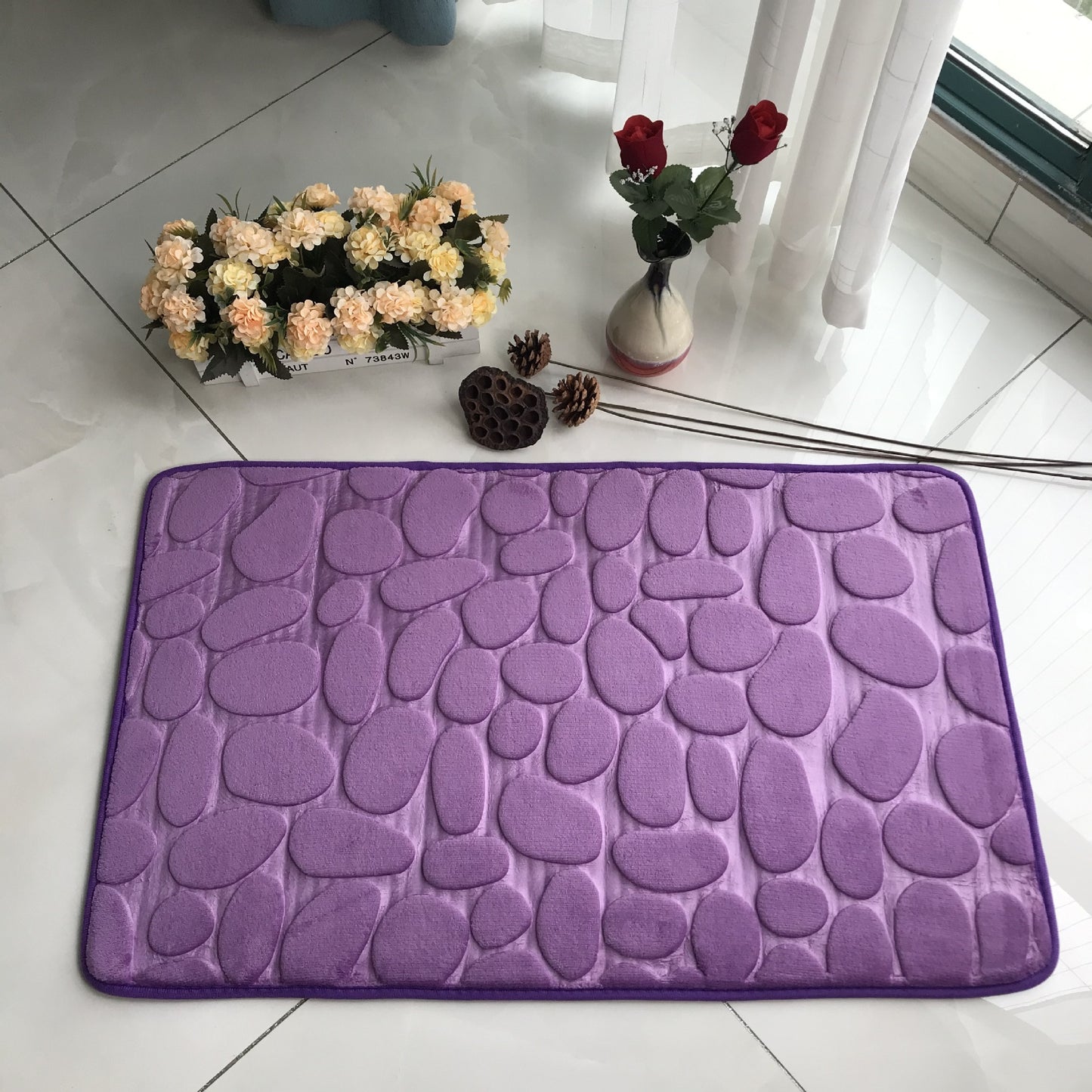 3D Cobblestone Embossed Non Slip Memory Foam Mat (Multi Styles/Colors)