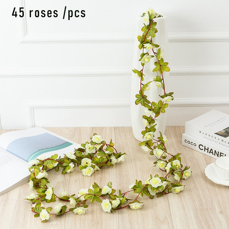 1pcs Artificial Flowers Vine 45pcs / 69pcs Rose DIY Decoration Fake Flower Home Room Decor Wall Hanging Garland Plants