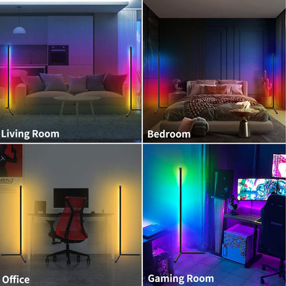 59 inch Dimmable Control Corner Floor Standing Lamps Remote LED RGB Light (Multi Size)